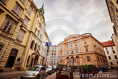 SchÃ¶nlaterngasse â€“ beautiful latern alley â€“ in Vienna, Austria Editorial Stock Photo